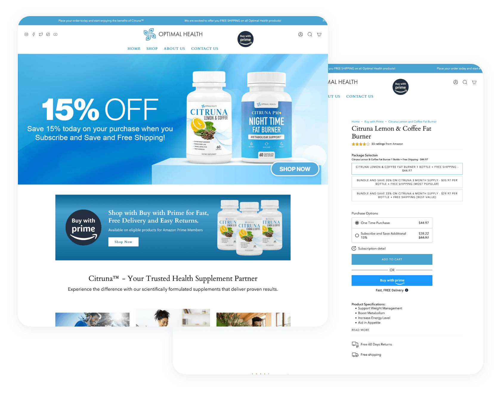 online store with buy with prime integration