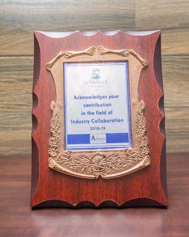 Acknowledgment for our contribution in Industry Collaboration 2018-2019
