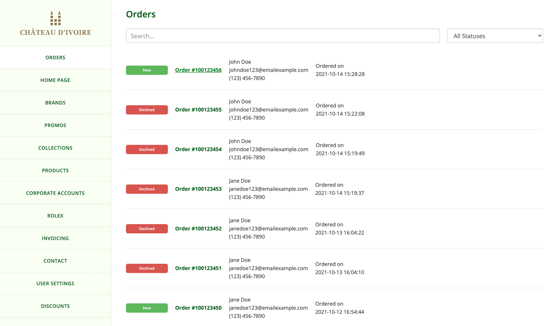 Developed application UI